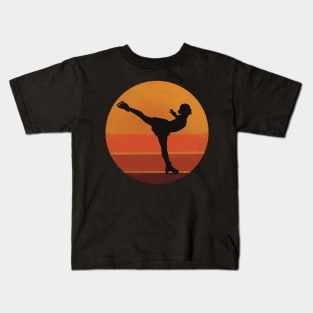 Ice Skater Gracefully Gliding over the Sunset Kids T-Shirt